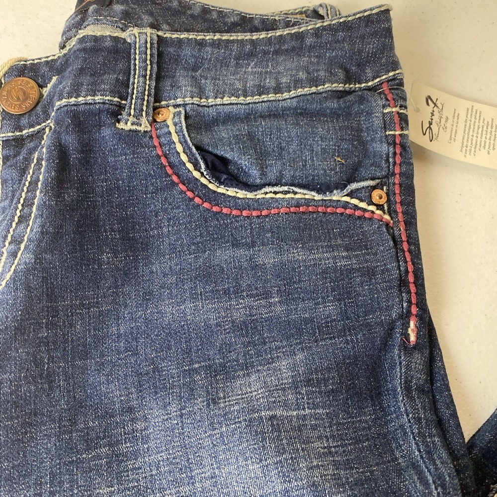 Seven‎ 7 NWT Women's Jeans Studded Pockets Embroidery Wide Leg Size 8 - Picture 6 of 13